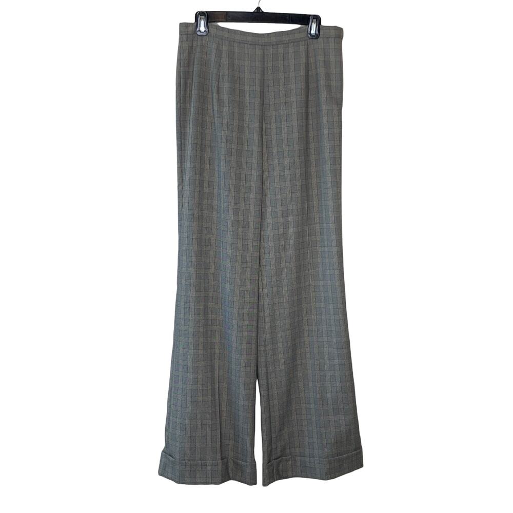 Talbots black plaid wide leg stretch pants size 10